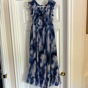 Banana Republic maxi dress. S. Blue. Ruffles. Smocked back.